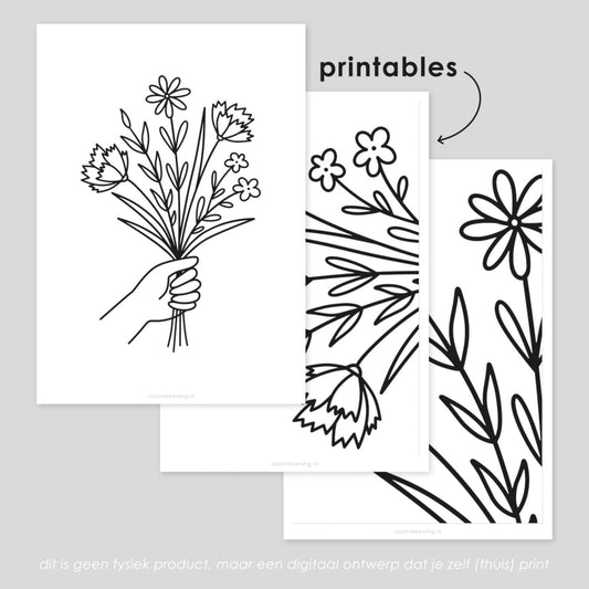 Bloemen in hand freebie raamtekening