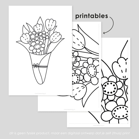 Boeket bloemen freebie raamtekening