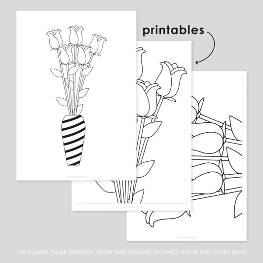 Rozen in vaas freebie raamtekening