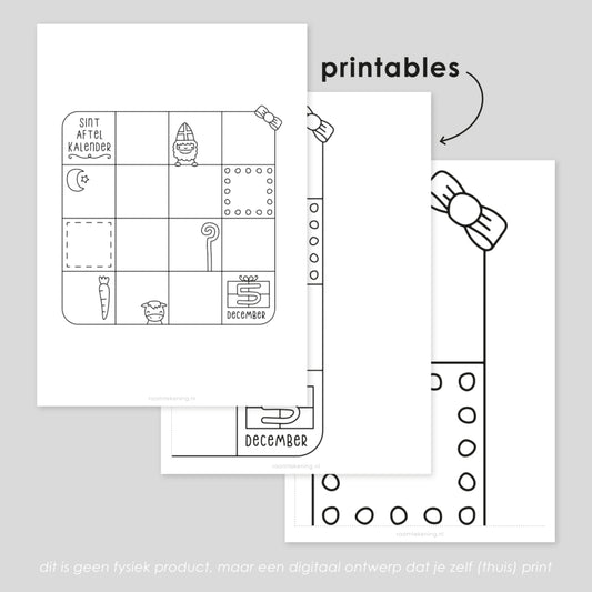 Aftelkalender Sinterklaas freebie raamtekening