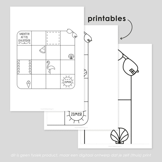 Aftelkalender zomervakantie freebie raamtekening
