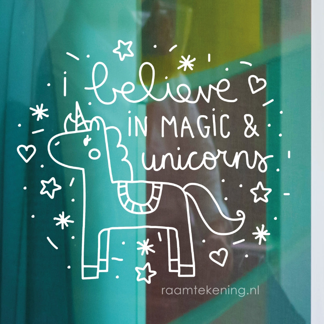I believe in magic & unicorns freebie raamtekening