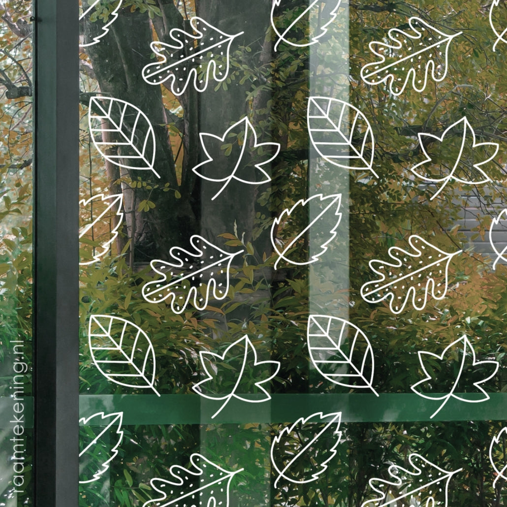 Herfst bladeren patroon raamtekening