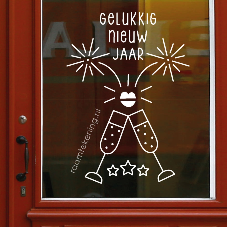 Oud + Nieuw raamtekening