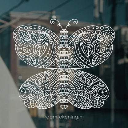 Zentangle vlinder raamtekening
