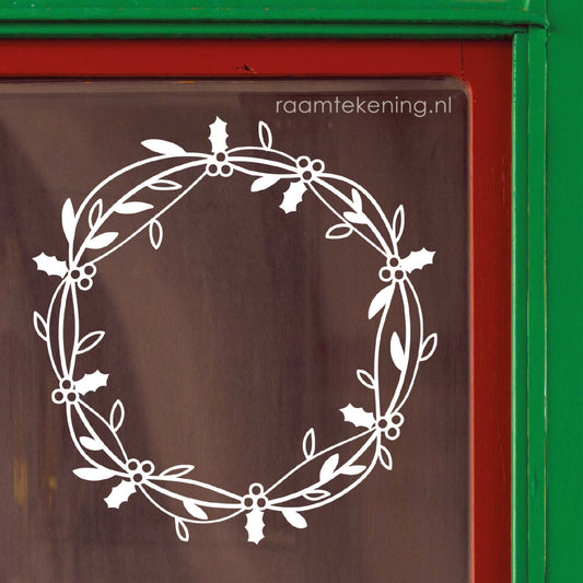 Hulst kerstkrans raamtekening