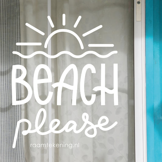 Beach please zomer quote raamtekening