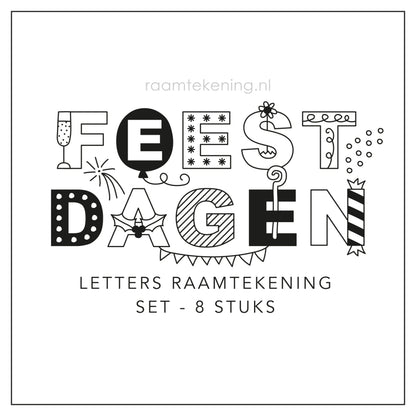 Feestdagen letters raamtekening set