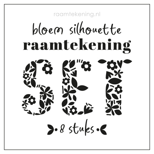 Bloem silhouette raamtekening set