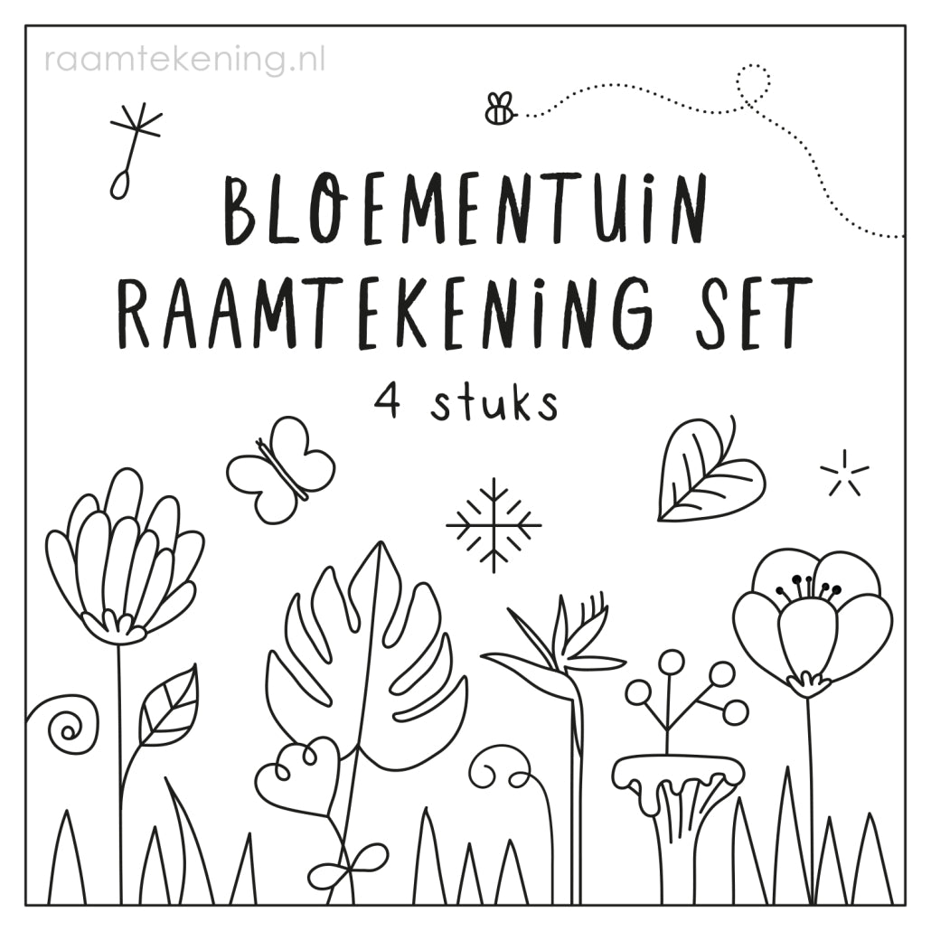 Bloementuin raamtekening set